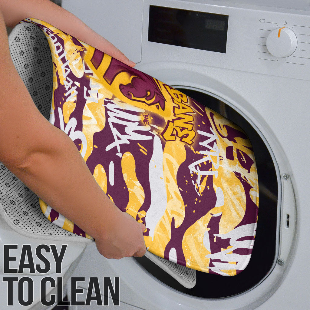 Brisbane Broncos Rugby Bathroom Set Graffiti Typography Urban Camo Abstract Street Style