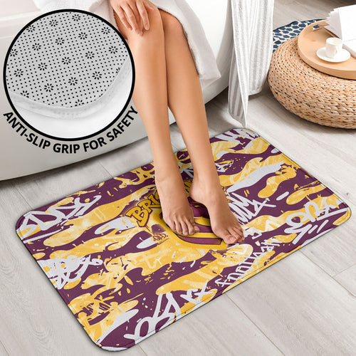 Brisbane Broncos Rugby Bathroom Set Graffiti Typography Urban Camo Abstract Street Style