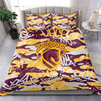 Brisbane Broncos Rugby Bedding Set Graffiti Typography Urban Camo Abstract Street Style