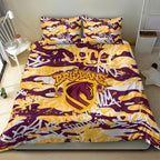 Brisbane Broncos Rugby Bedding Set Graffiti Typography Urban Camo Abstract Street Style