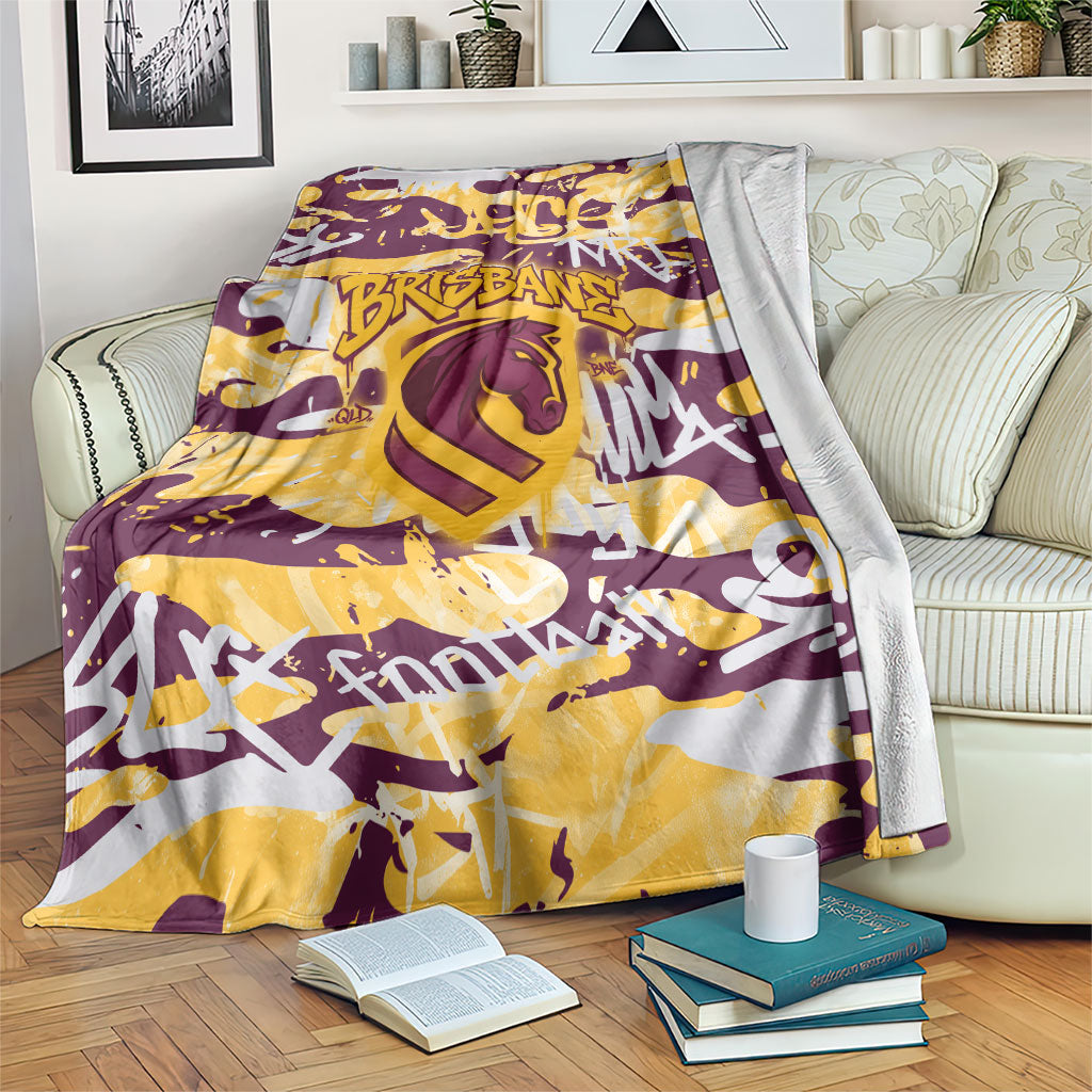 Brisbane Broncos Rugby Blanket Graffiti Typography Urban Camo Abstract Street Style