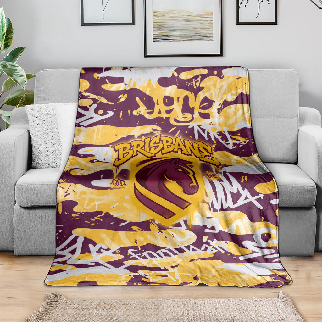 Brisbane Broncos Rugby Blanket Graffiti Typography Urban Camo Abstract Street Style