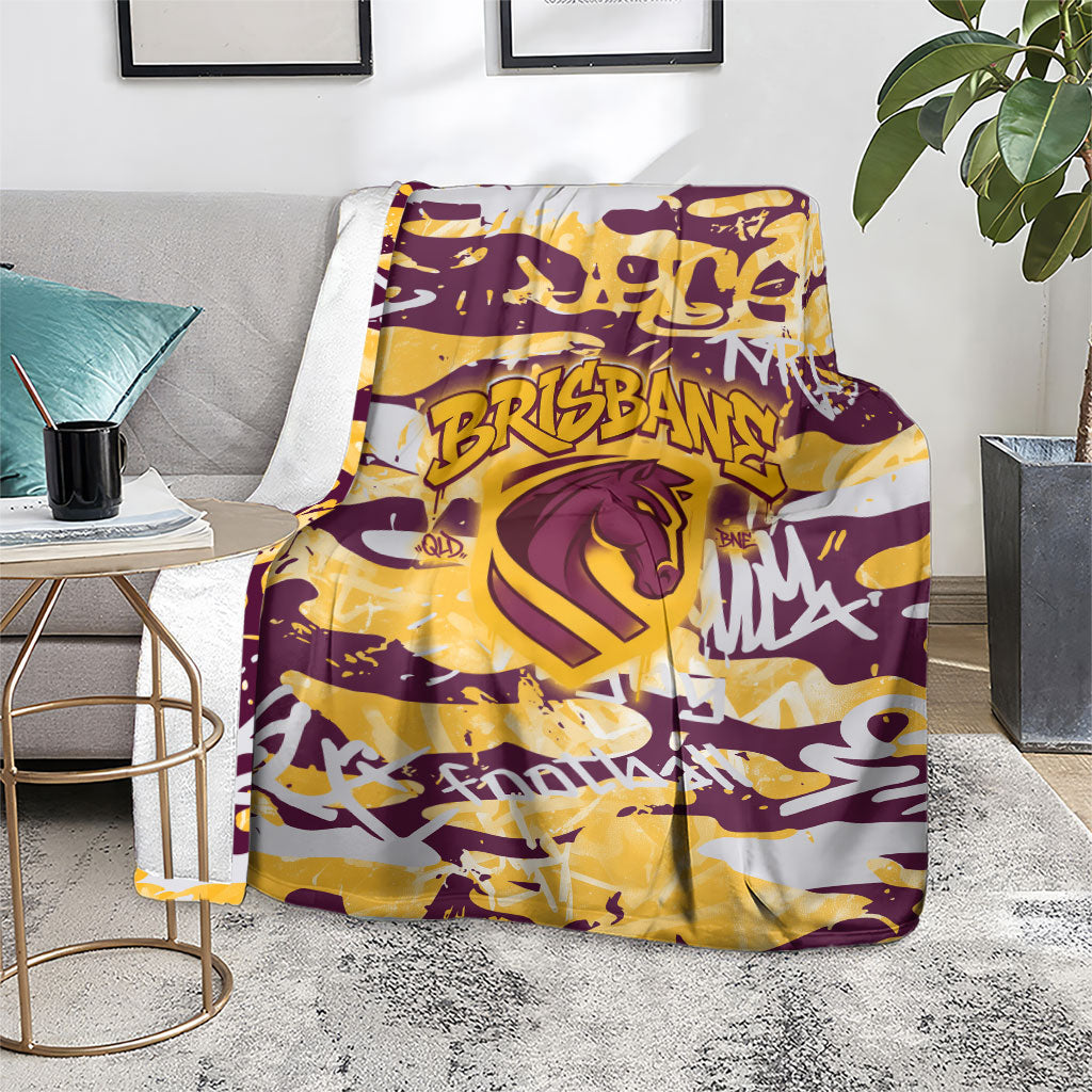 Brisbane Broncos Rugby Blanket Graffiti Typography Urban Camo Abstract Street Style