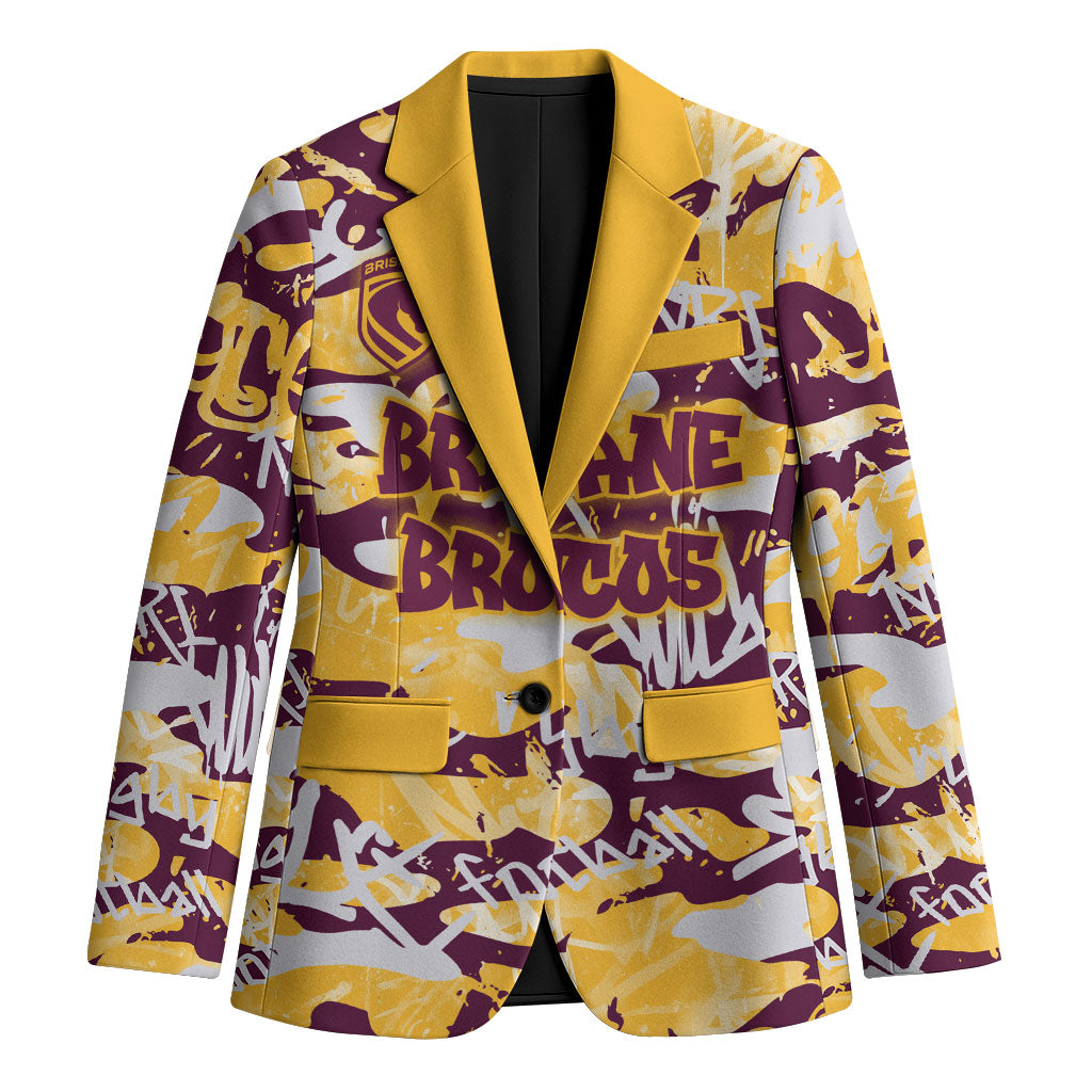 Brisbane Broncos Rugby Blazer Graffiti Typography Urban Camo Abstract Street Style