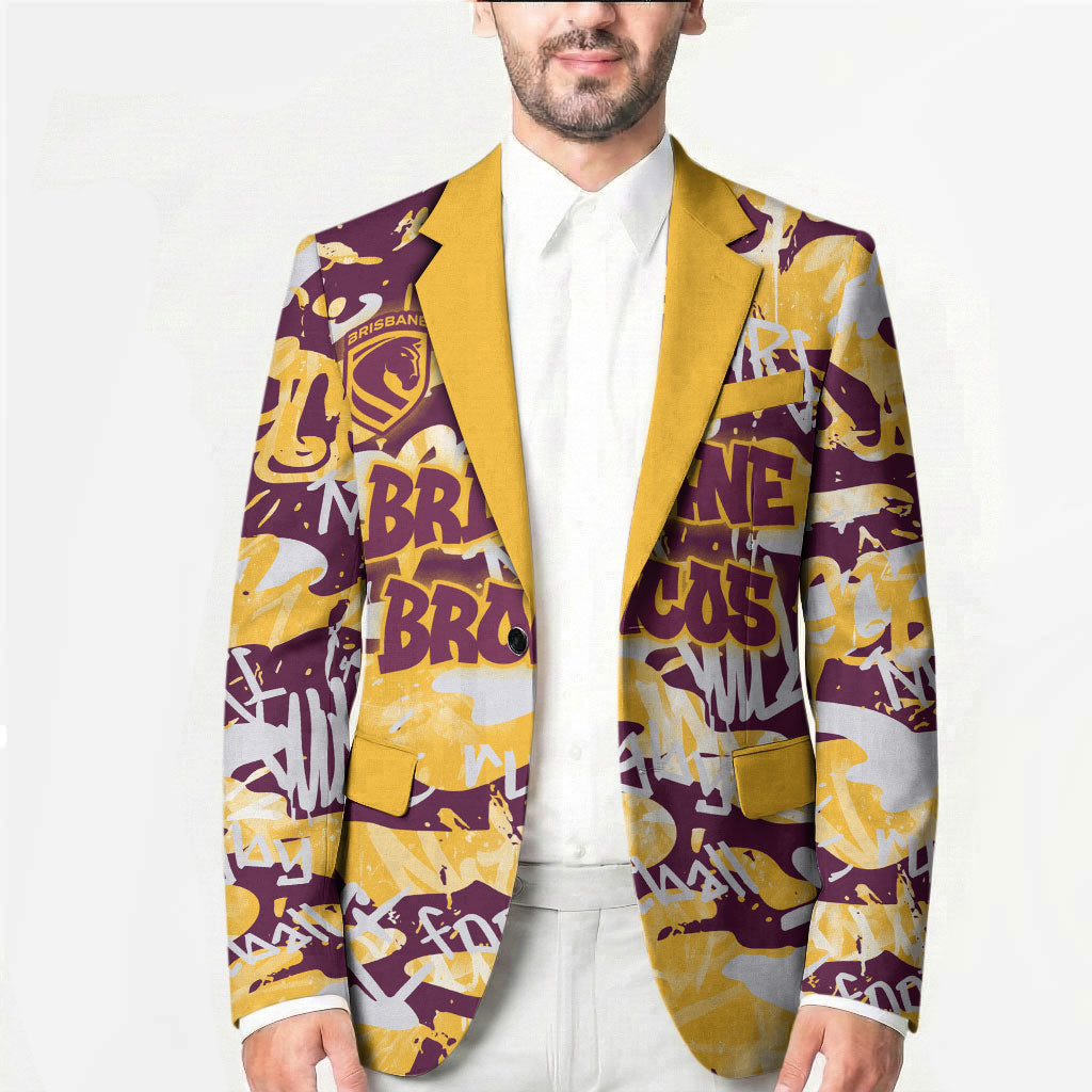 Brisbane Broncos Rugby Blazer Graffiti Typography Urban Camo Abstract Street Style