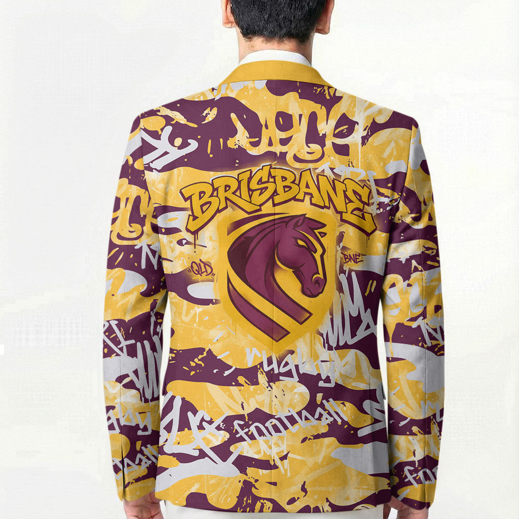 Brisbane Broncos Rugby Blazer Graffiti Typography Urban Camo Abstract Street Style