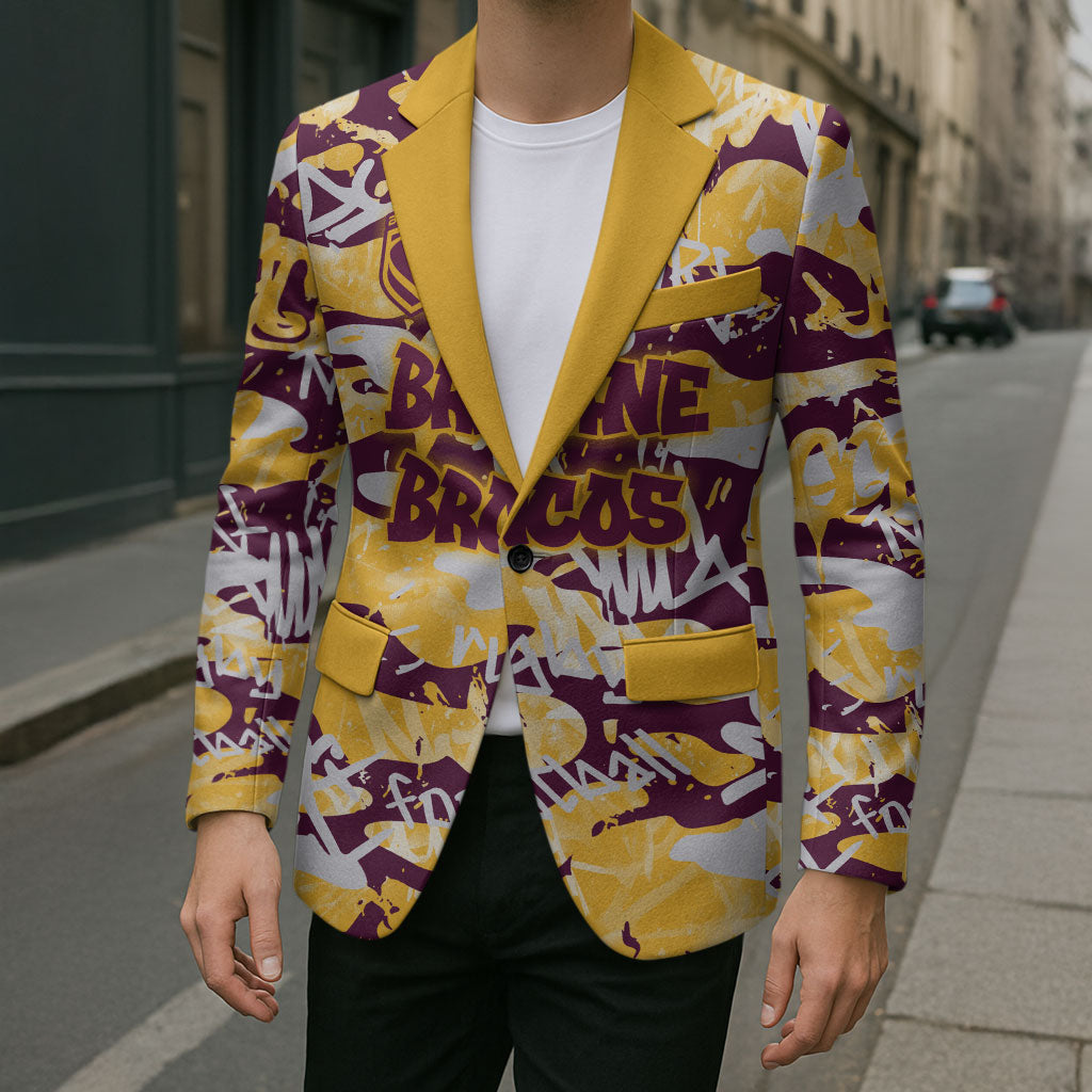 Brisbane Broncos Rugby Blazer Graffiti Typography Urban Camo Abstract Street Style