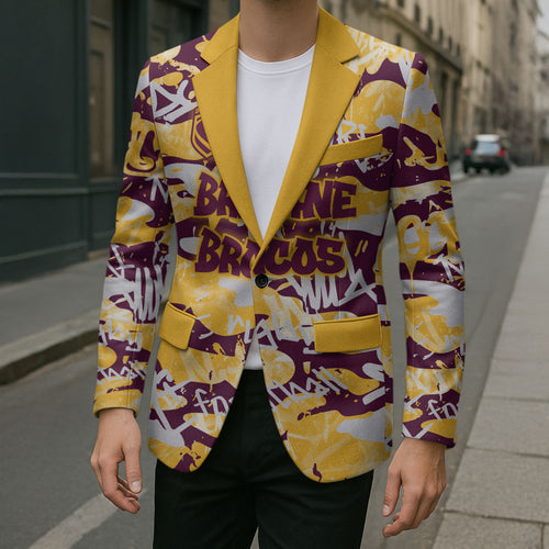 Brisbane Broncos Rugby Blazer Graffiti Typography Urban Camo Abstract Street Style