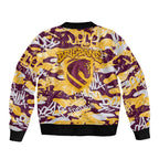 Brisbane Broncos Rugby Bomber Jacket Graffiti Typography Urban Camo Abstract Street Style