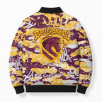 Brisbane Broncos Rugby Bomber Puffer Jacket Graffiti Typography Urban Camo Abstract Street Style