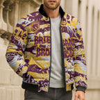 Brisbane Broncos Rugby Bomber Puffer Jacket Graffiti Typography Urban Camo Abstract Street Style