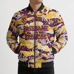 Brisbane Broncos Rugby Bomber Puffer Jacket Graffiti Typography Urban Camo Abstract Street Style