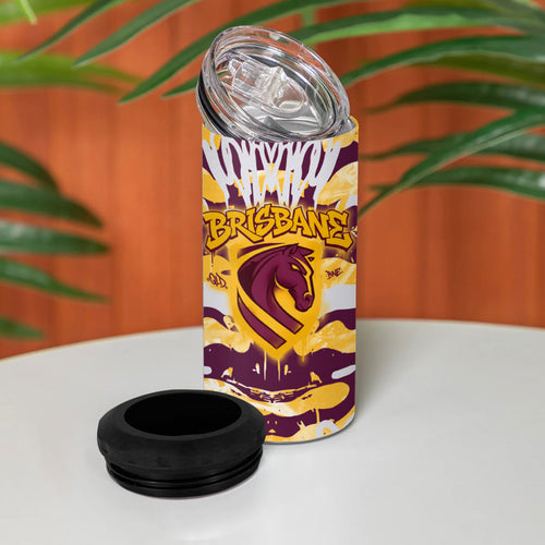 Brisbane Broncos Rugby 4 in 1 Can Cooler Tumbler Graffiti Typography Urban Camo Abstract Street Style