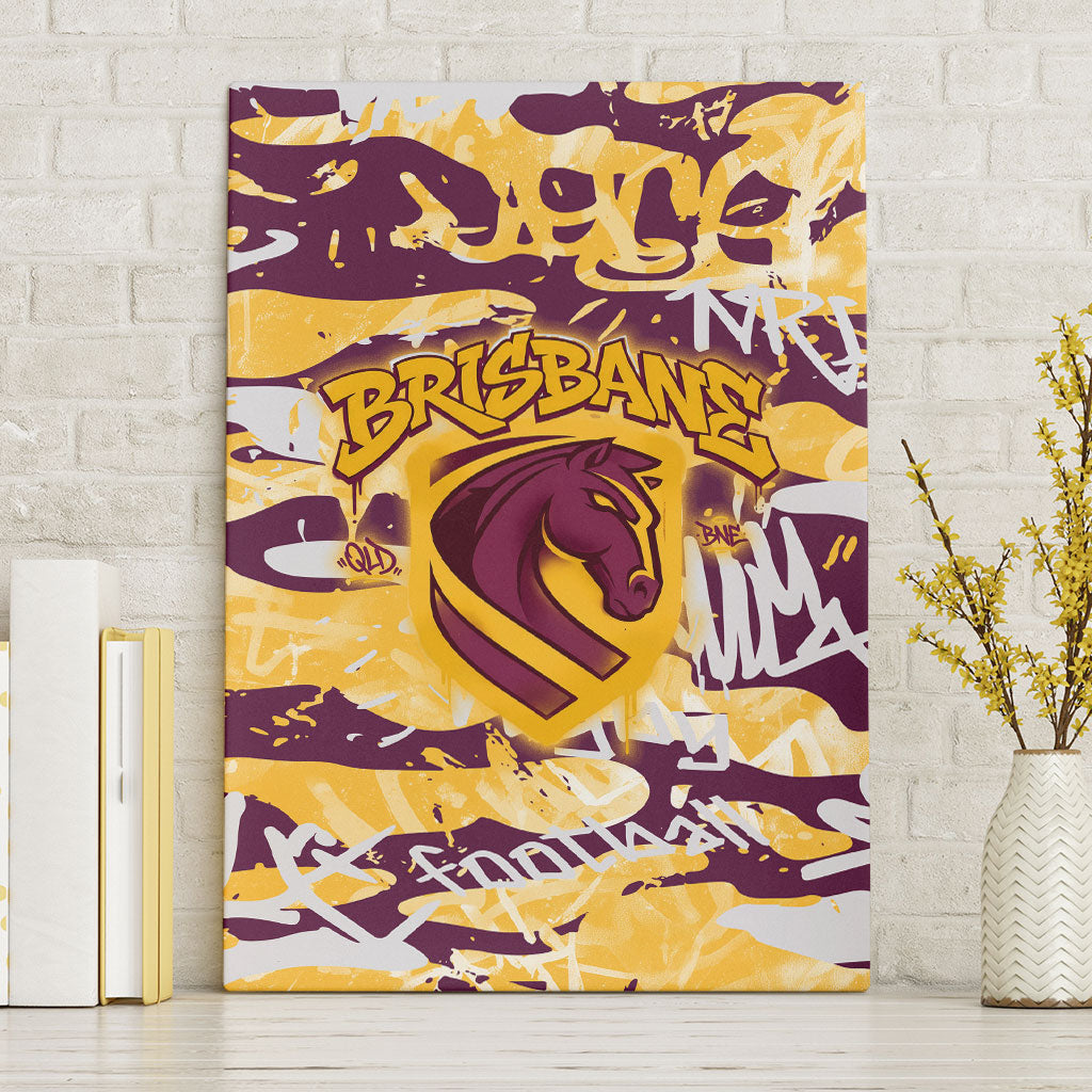 Brisbane Broncos Rugby Canvas Wall Art Graffiti Typography Urban Camo Abstract Street Style