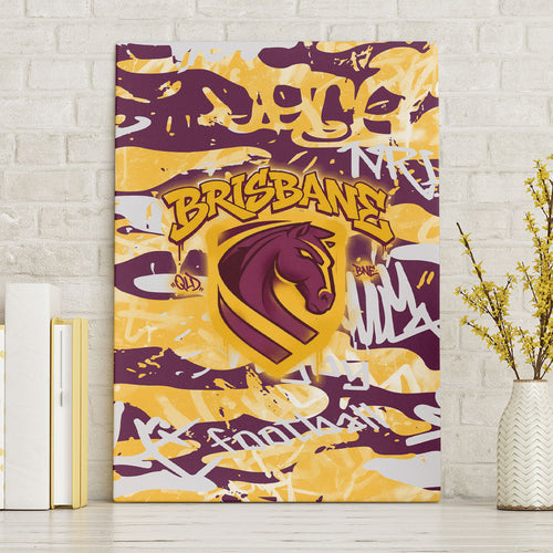 Brisbane Broncos Rugby Canvas Wall Art Graffiti Typography Urban Camo Abstract Street Style