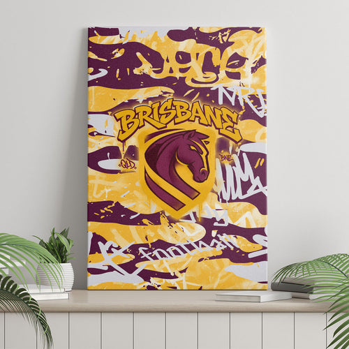 Brisbane Broncos Rugby Canvas Wall Art Graffiti Typography Urban Camo Abstract Street Style