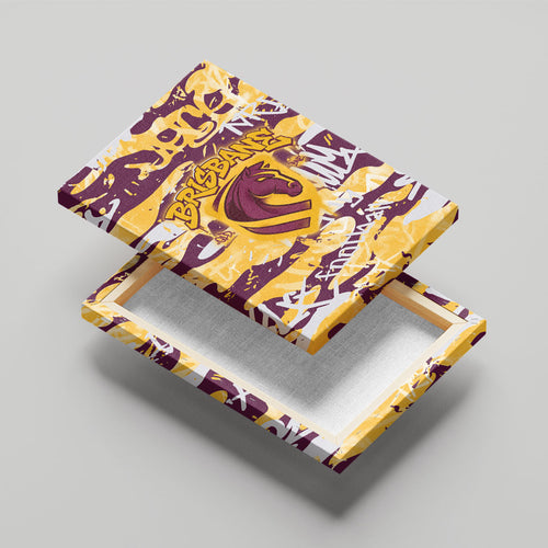 Brisbane Broncos Rugby Canvas Wall Art Graffiti Typography Urban Camo Abstract Street Style