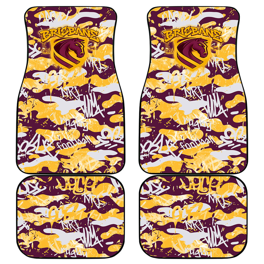 Brisbane Broncos Rugby Car Mats Graffiti Typography Urban Camo Abstract Street Style