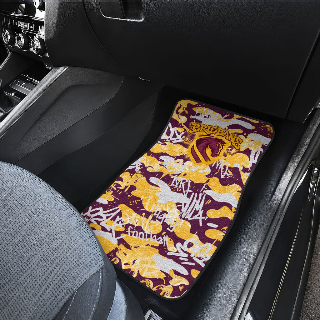 Brisbane Broncos Rugby Car Mats Graffiti Typography Urban Camo Abstract Street Style