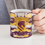 Brisbane Broncos Rugby Ceramic Mug Graffiti Typography Urban Camo Abstract Street Style