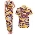 Brisbane Broncos Rugby Couples Matching Tank Maxi Dress and Hawaiian Shirt Graffiti Typography Urban Camo Abstract Street Style
