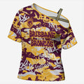 Brisbane Broncos Rugby Cross Shoulder Shirt Graffiti Typography Urban Camo Abstract Street Style