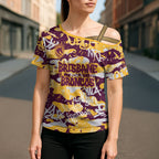 Brisbane Broncos Rugby Cross Shoulder Shirt Graffiti Typography Urban Camo Abstract Street Style