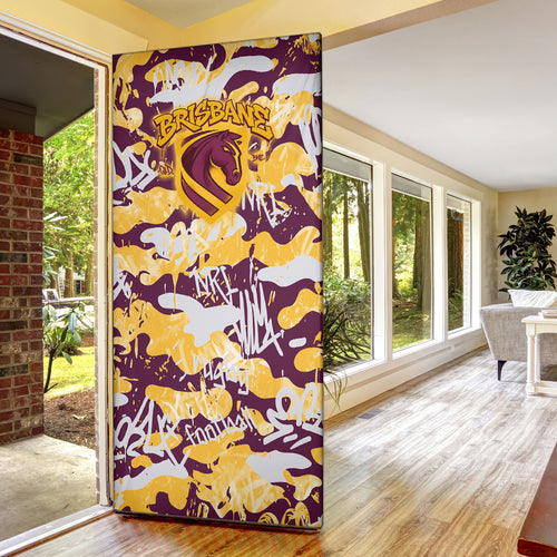 Brisbane Broncos Rugby Door Cover Graffiti Typography Urban Camo Abstract Street Style