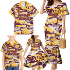 Brisbane Broncos Rugby Family Matching Mermaid Dress and Hawaiian Shirt Graffiti Typography Urban Camo Abstract Street Style