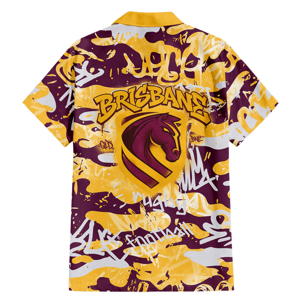 Brisbane Broncos Rugby Family Matching Mermaid Dress and Hawaiian Shirt Graffiti Typography Urban Camo Abstract Street Style
