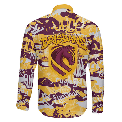Brisbane Broncos Rugby Family Matching Mermaid Dress and Hawaiian Shirt Graffiti Typography Urban Camo Abstract Street Style