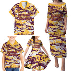 Brisbane Broncos Rugby Family Matching Puletasi and Hawaiian Shirt Graffiti Typography Urban Camo Abstract Street Style