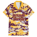 Brisbane Broncos Rugby Family Matching Summer Maxi Dress and Hawaiian Shirt Graffiti Typography Urban Camo Abstract Street Style
