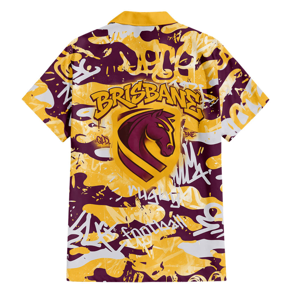Brisbane Broncos Rugby Family Matching Summer Maxi Dress and Hawaiian Shirt Graffiti Typography Urban Camo Abstract Street Style