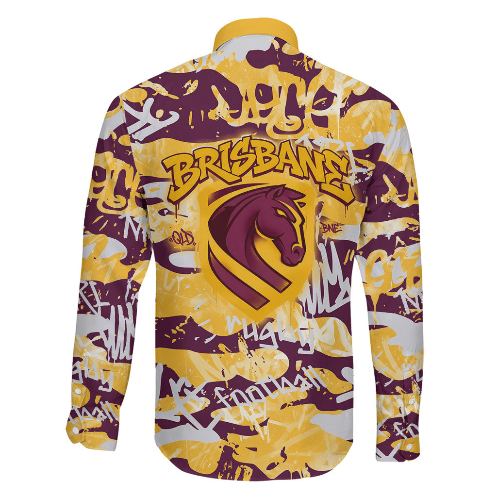 Brisbane Broncos Rugby Family Matching Summer Maxi Dress and Hawaiian Shirt Graffiti Typography Urban Camo Abstract Street Style
