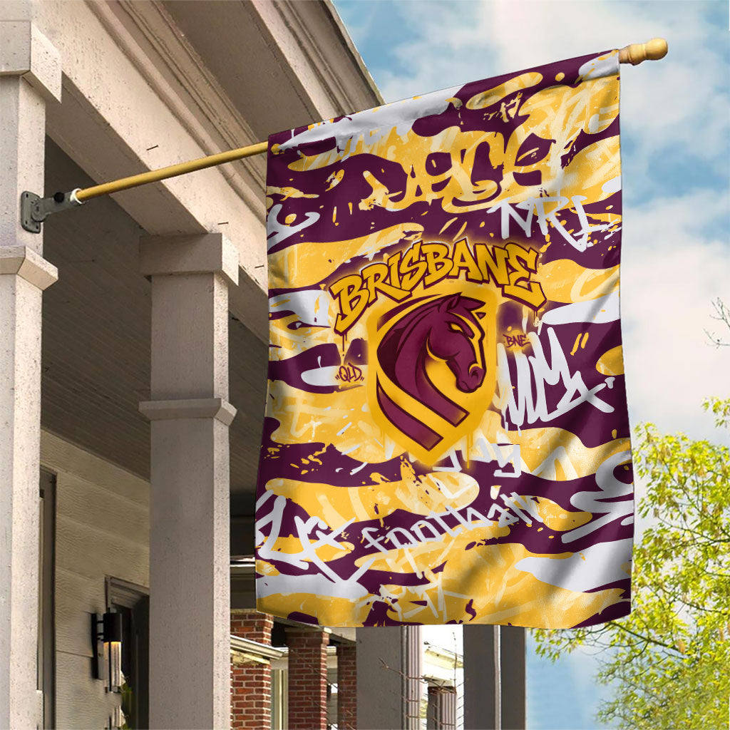 Brisbane Broncos Rugby Garden Flag Graffiti Typography Urban Camo Abstract Street Style