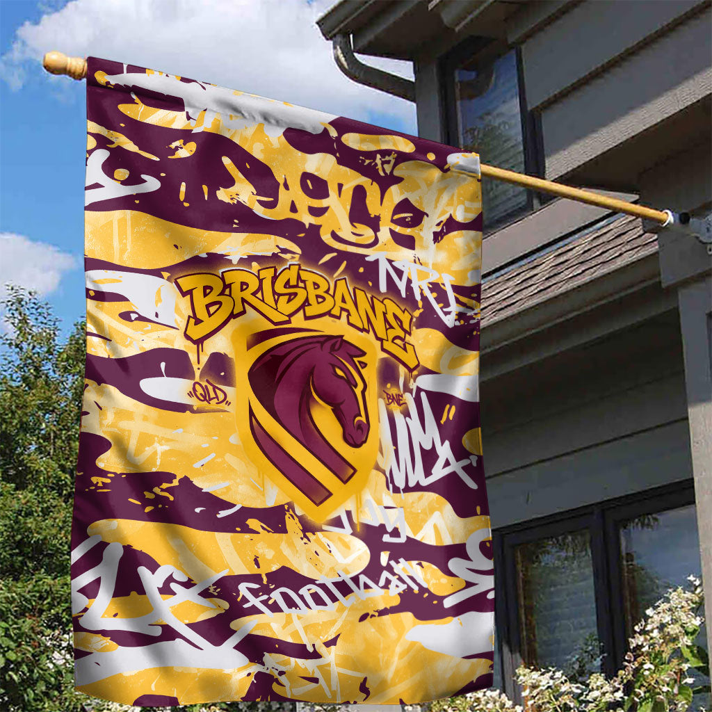 Brisbane Broncos Rugby Garden Flag Graffiti Typography Urban Camo Abstract Street Style