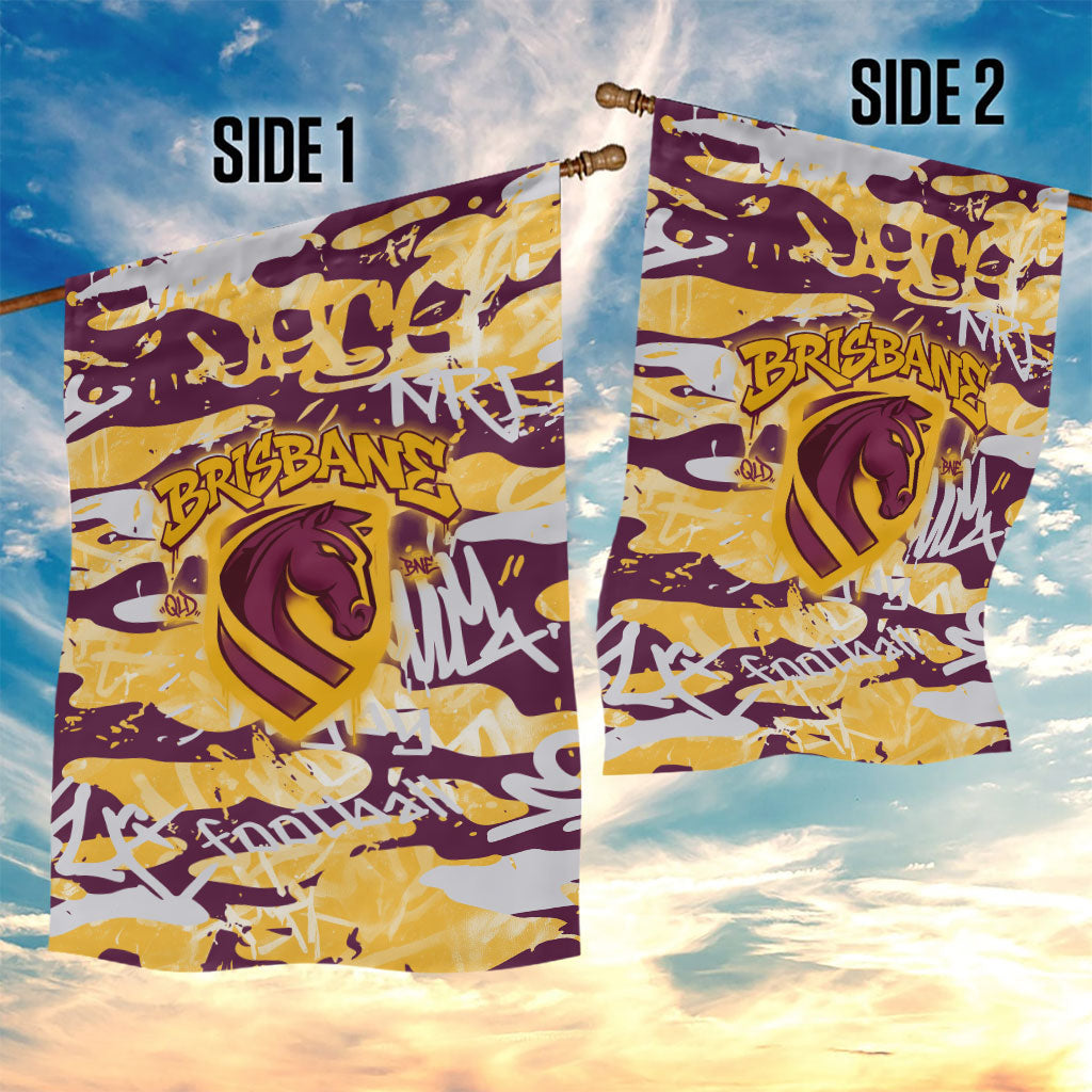 Brisbane Broncos Rugby Garden Flag Graffiti Typography Urban Camo Abstract Street Style