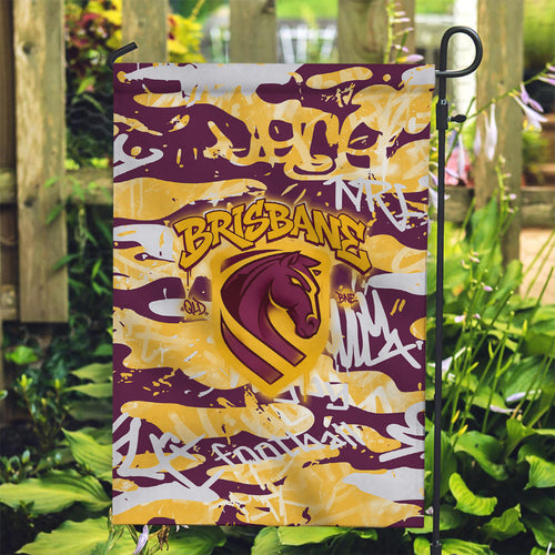 Brisbane Broncos Rugby Garden Flag Graffiti Typography Urban Camo Abstract Street Style