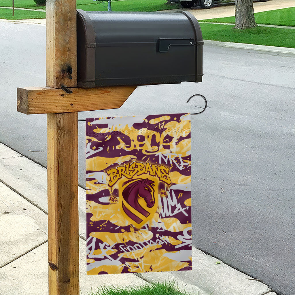 Brisbane Broncos Rugby Garden Flag Graffiti Typography Urban Camo Abstract Street Style
