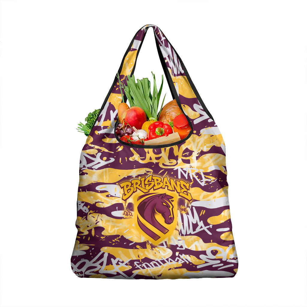 Brisbane Broncos Rugby Grocery Bag Graffiti Typography Urban Camo Abstract Street Style