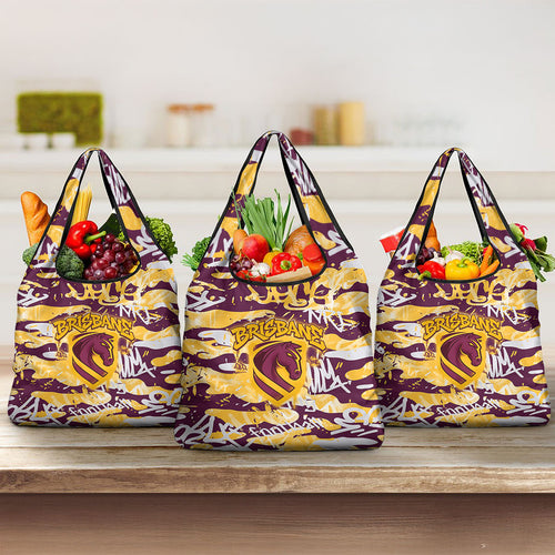 Brisbane Broncos Rugby Grocery Bag Graffiti Typography Urban Camo Abstract Street Style