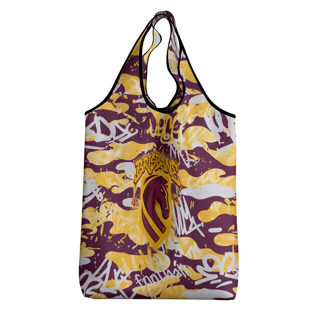 Brisbane Broncos Rugby Grocery Bag Graffiti Typography Urban Camo Abstract Street Style