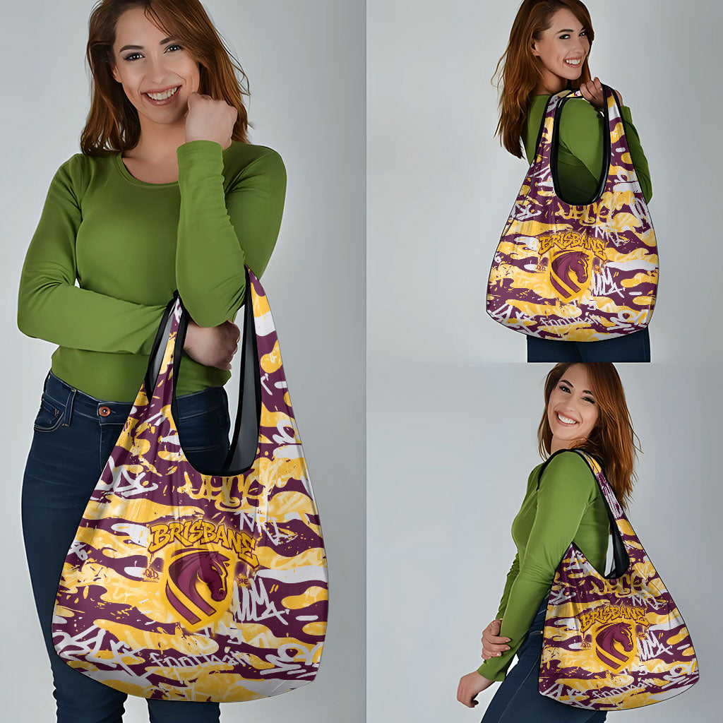 Brisbane Broncos Rugby Grocery Bag Graffiti Typography Urban Camo Abstract Street Style