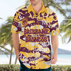 Brisbane Broncos Rugby Hawaiian Shirt Graffiti Typography Urban Camo Abstract Street Style