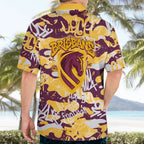 Brisbane Broncos Rugby Hawaiian Shirt Graffiti Typography Urban Camo Abstract Street Style