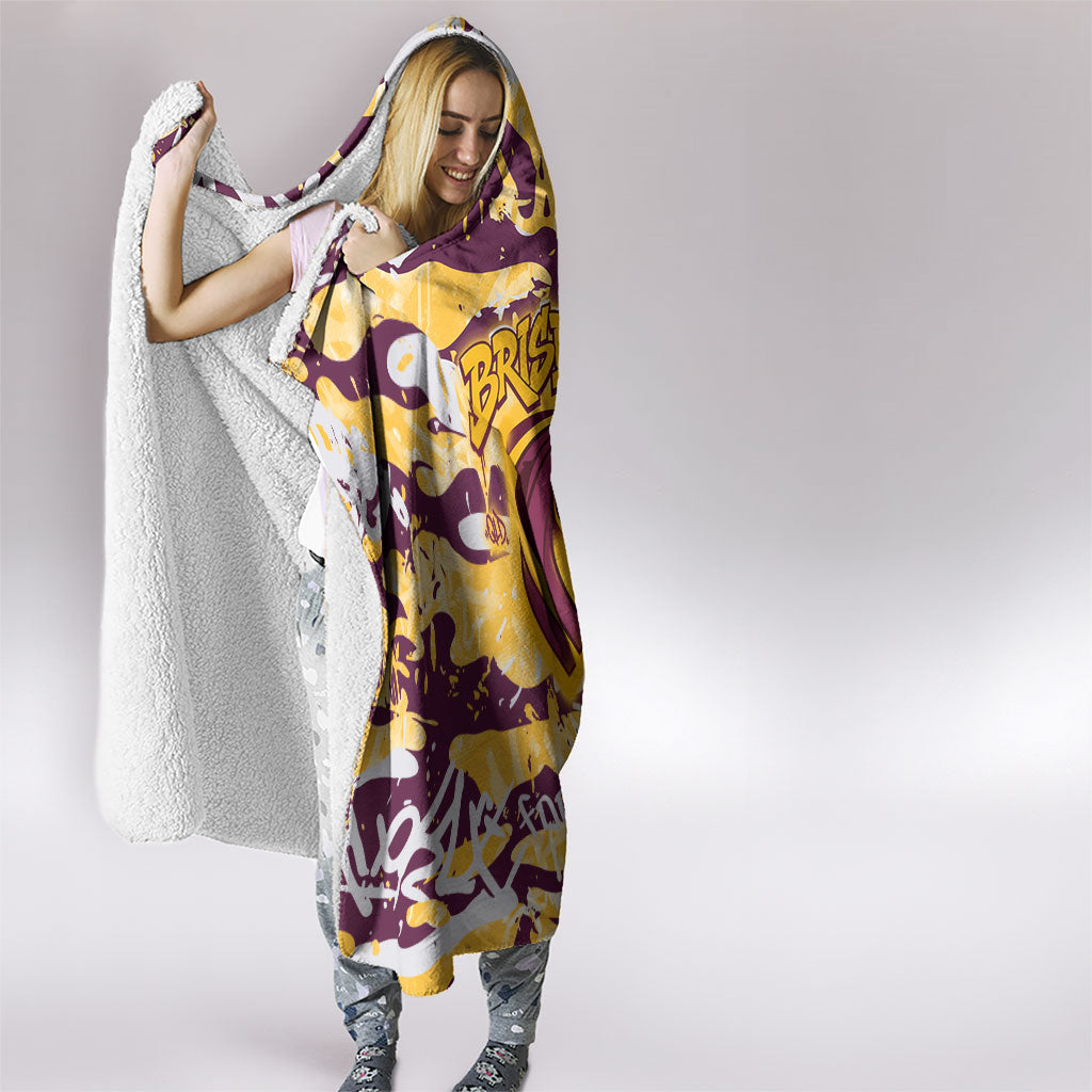 Brisbane Broncos Rugby Hooded Blanket Graffiti Typography Urban Camo Abstract Street Style
