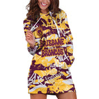 Brisbane Broncos Rugby Hoodie Dress Graffiti Typography Urban Camo Abstract Street Style