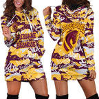 Brisbane Broncos Rugby Hoodie Dress Graffiti Typography Urban Camo Abstract Street Style
