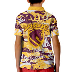 Brisbane Broncos Rugby Kid Polo Shirt Graffiti Typography Urban Camo Abstract Street Style